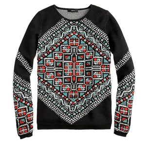 J.Crew Knotted Scarf Sweater S pattern green